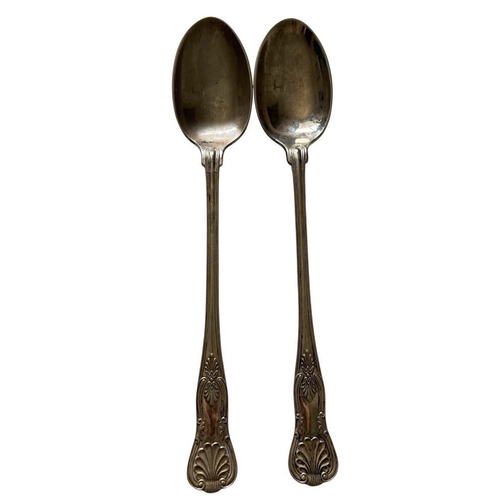 Set Of 2 Large 13" Sheffield Silver Co. Serving Spoon Silver Plate Italy